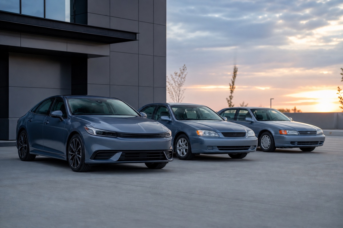 Same car model across years, illustrating depreciation