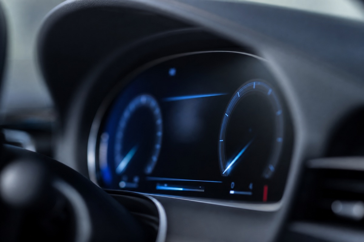 Digital odometer cluster in a modern car
