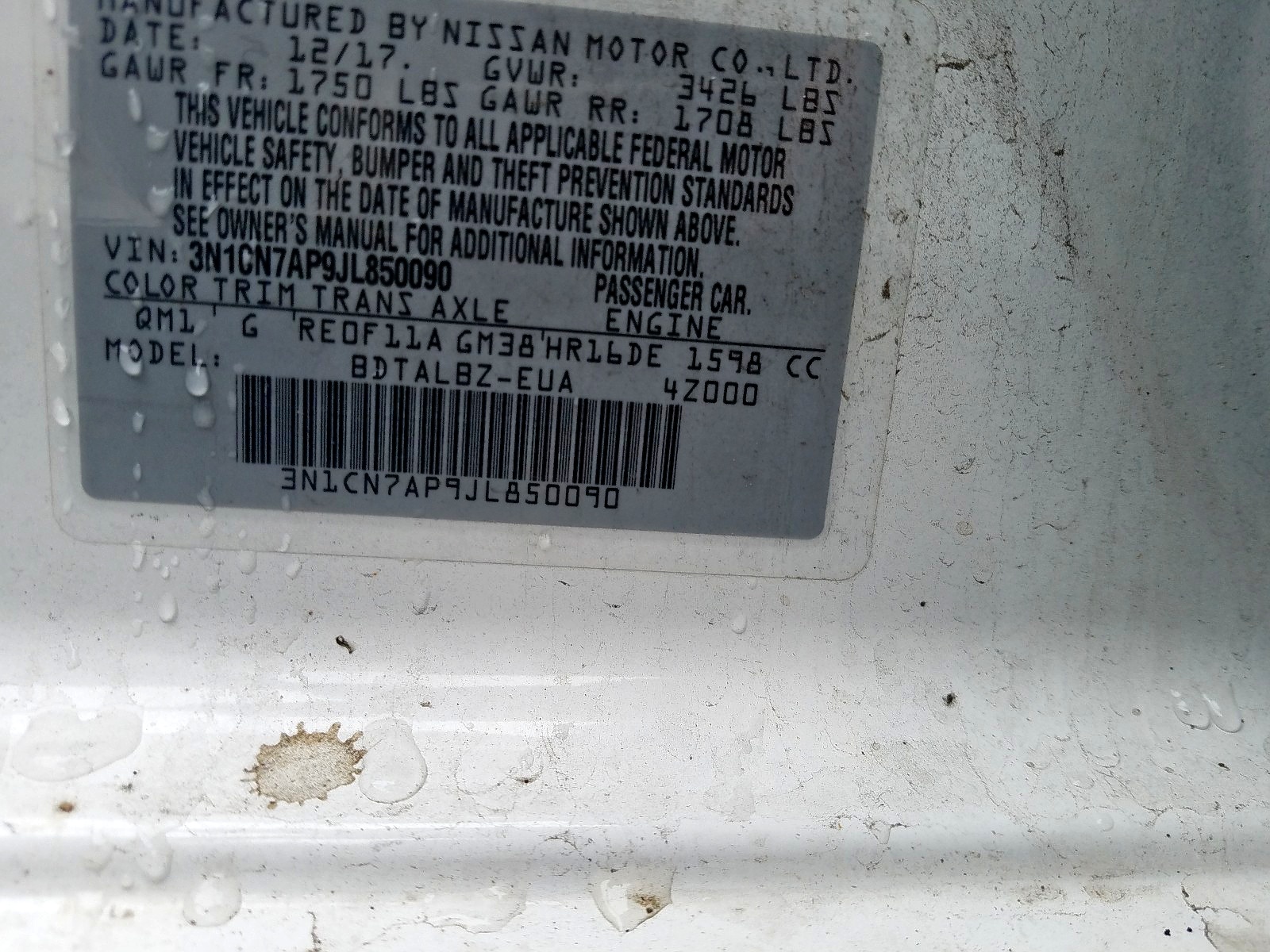 2018 Nissan Versa VIN 3N1CN7AP9JL850090 photo 10