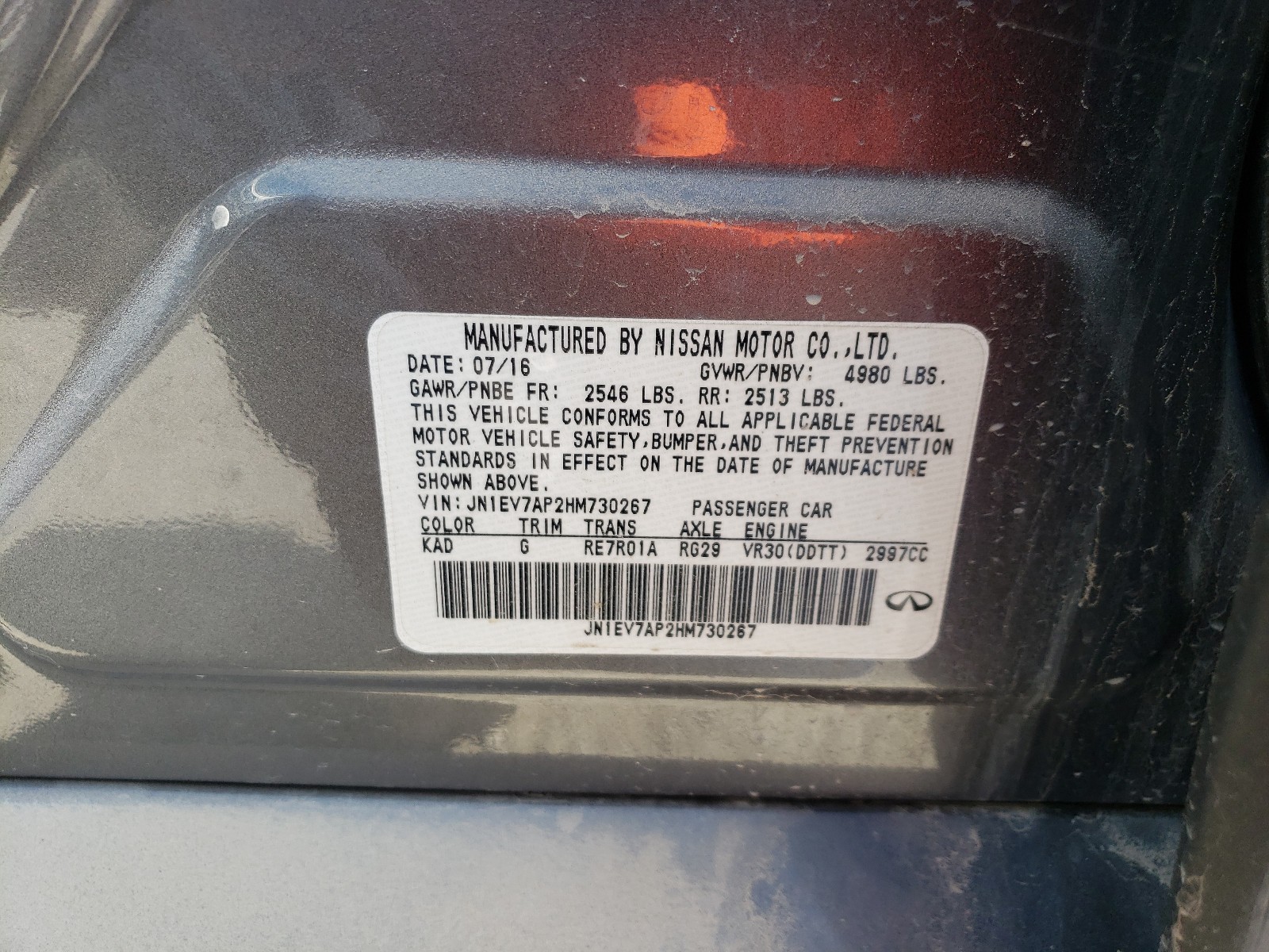 2017 Infiniti Q50 VIN JN1EV7AP2HM730267 photo 10
