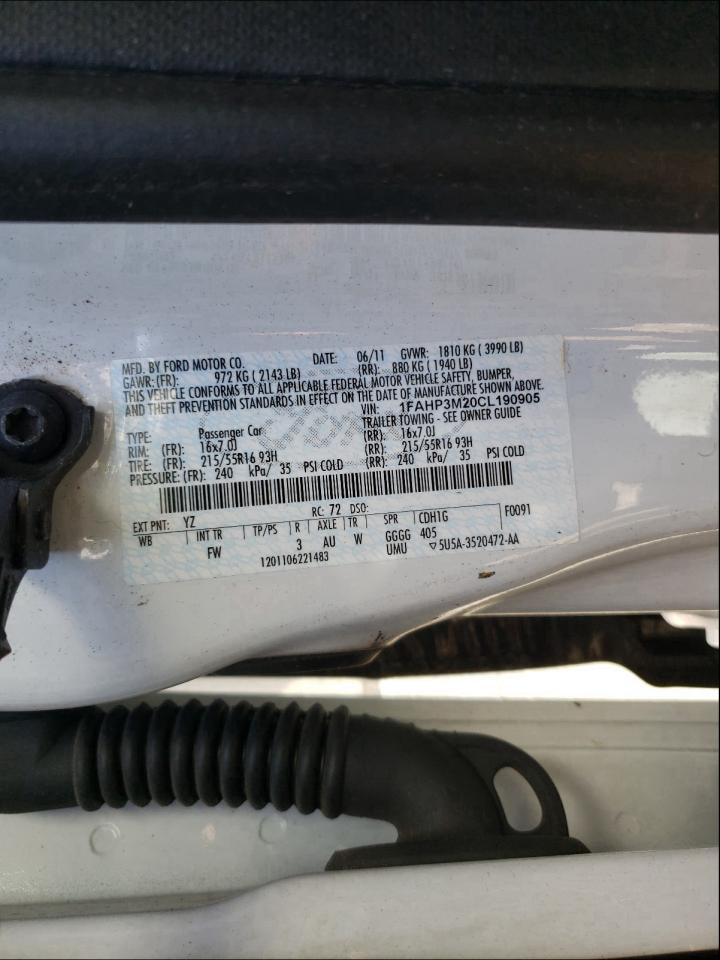 2012 FORD Focus sel VIN 1FAHP3M20CL190905 photo 10