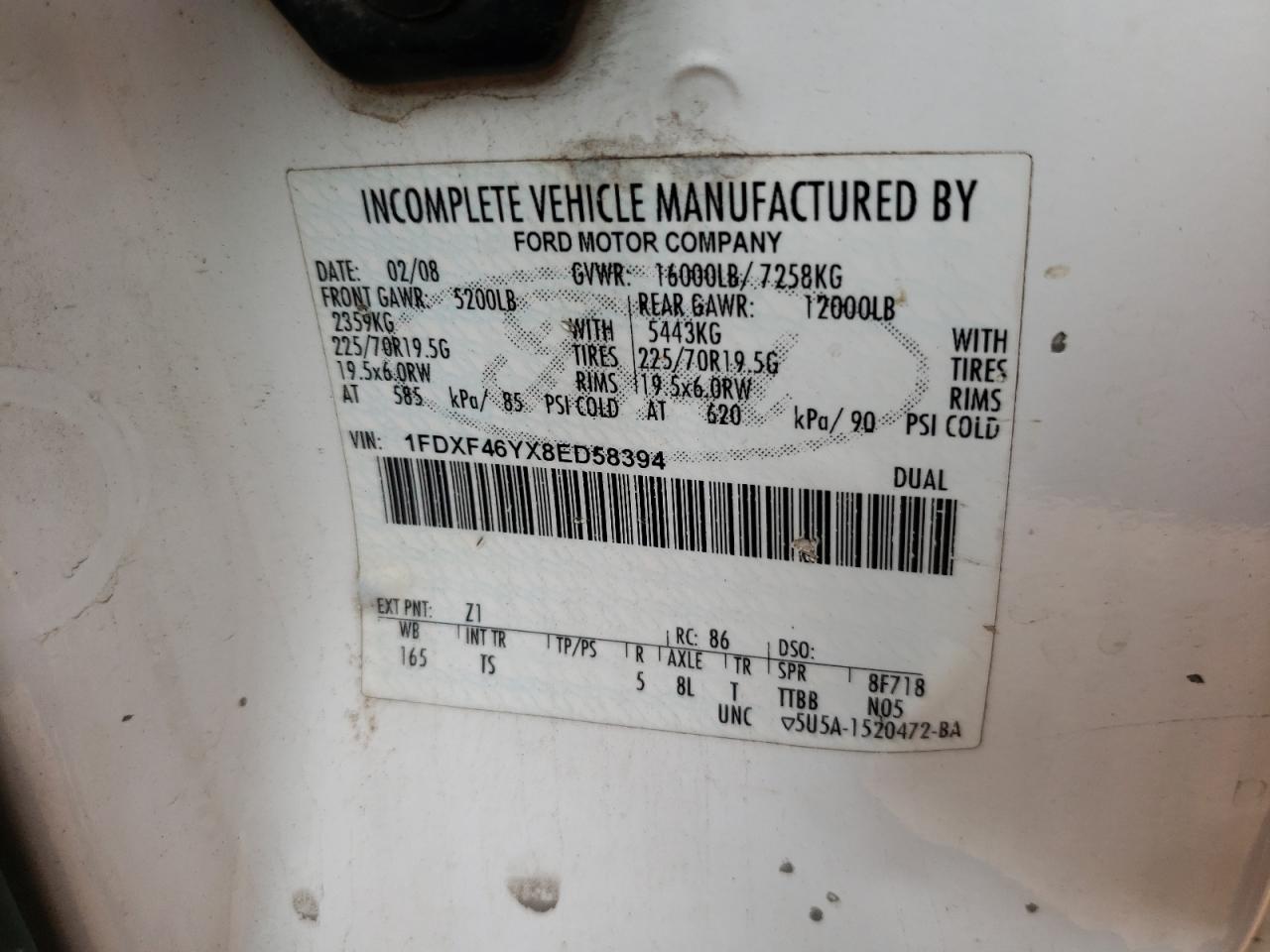 2008 Ford F450 VIN 1FDXF46YX8ED58394 photo 10