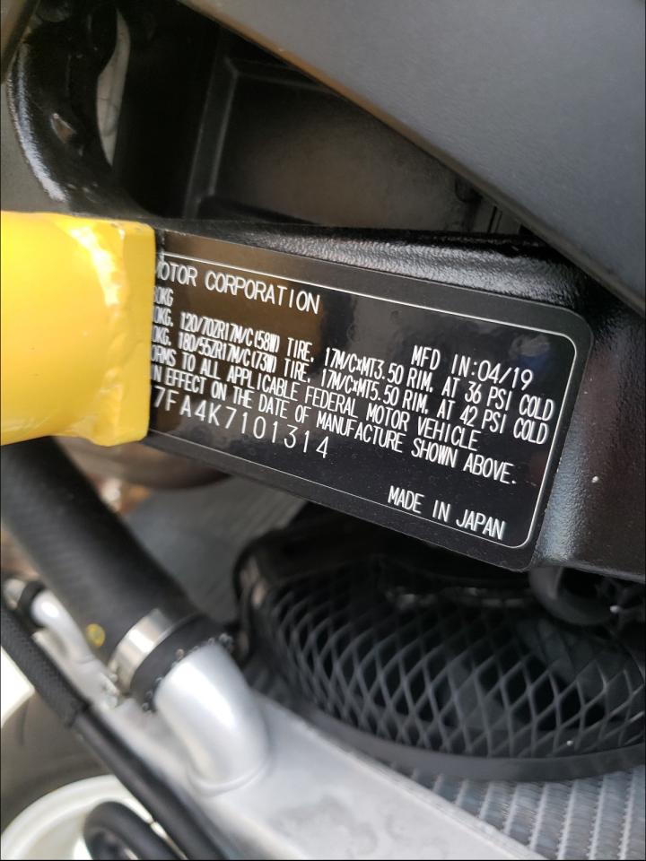 2019 SUZUKI Gsxr600 VIN JS1GN7FA4K7101314 photo 10