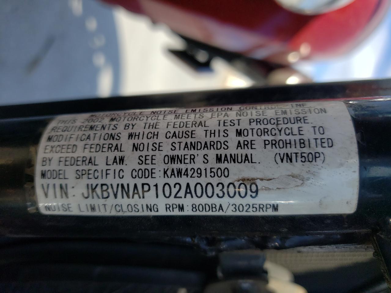 2002 Kawasaki Vn1500 VIN JKBVNAP102A003009 photo 10