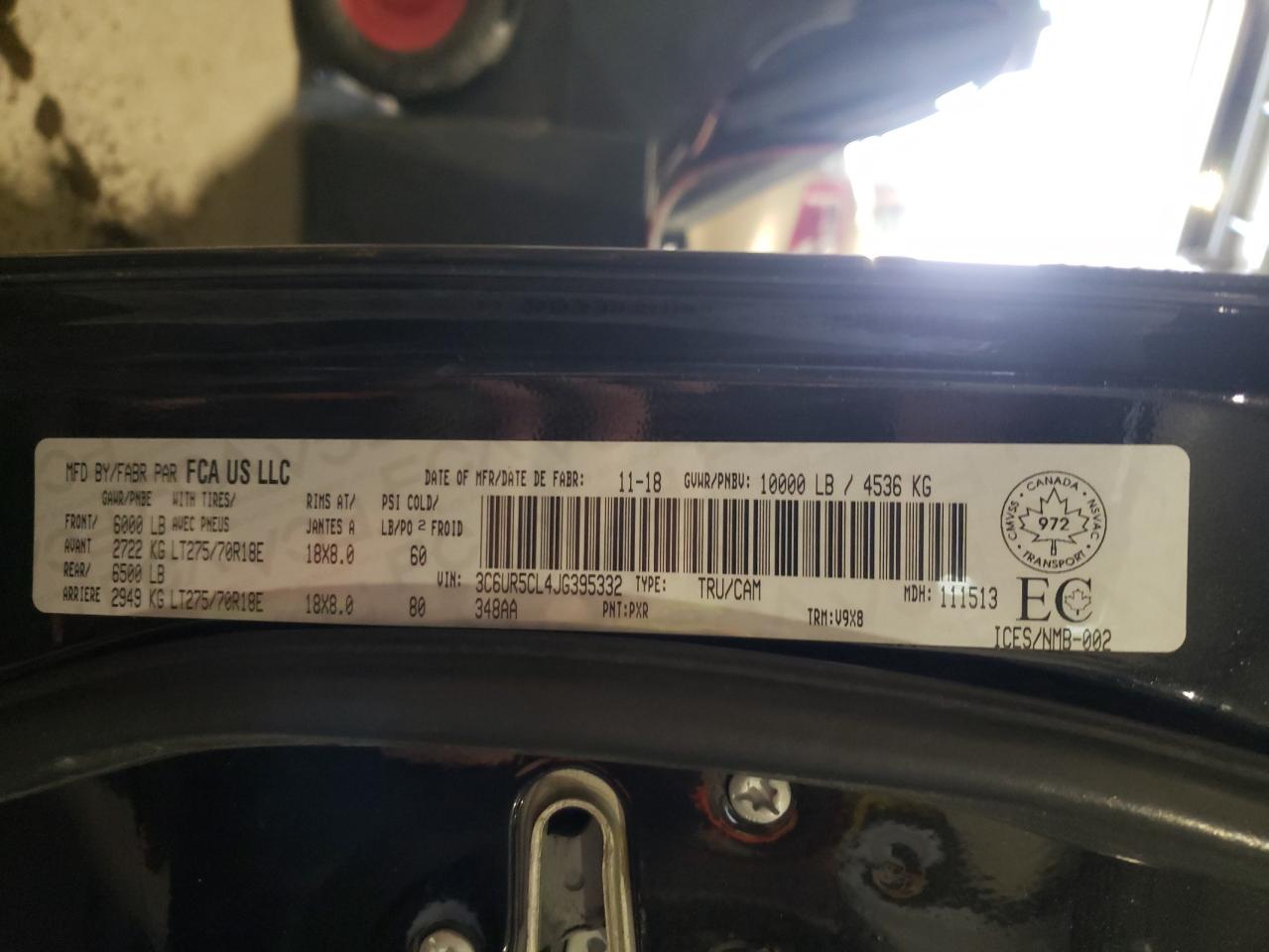 2018 RAM 2500 st VIN 3C6UR5CL4JG395332 photo 10