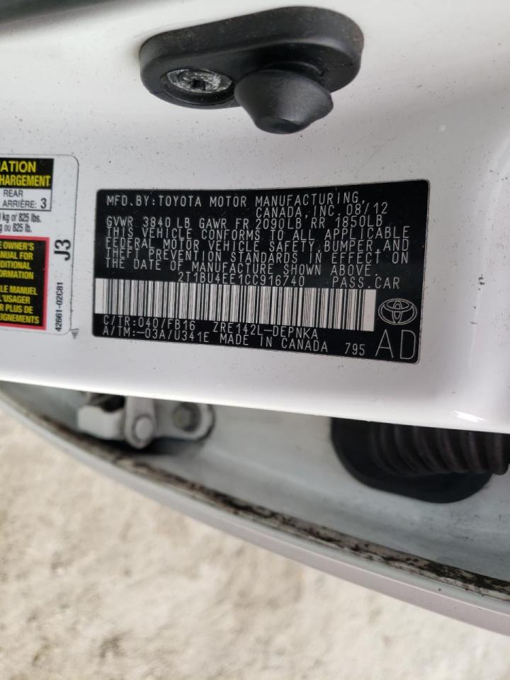 2012 TOYOTA Corolla VIN 2T1BU4EE1CC916740 photo 10