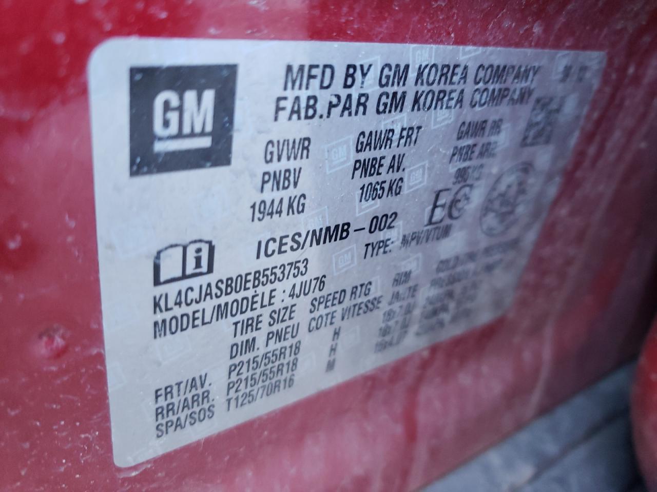 2014 Buick Encore VIN KL4CJAS80E8553753 photo 10