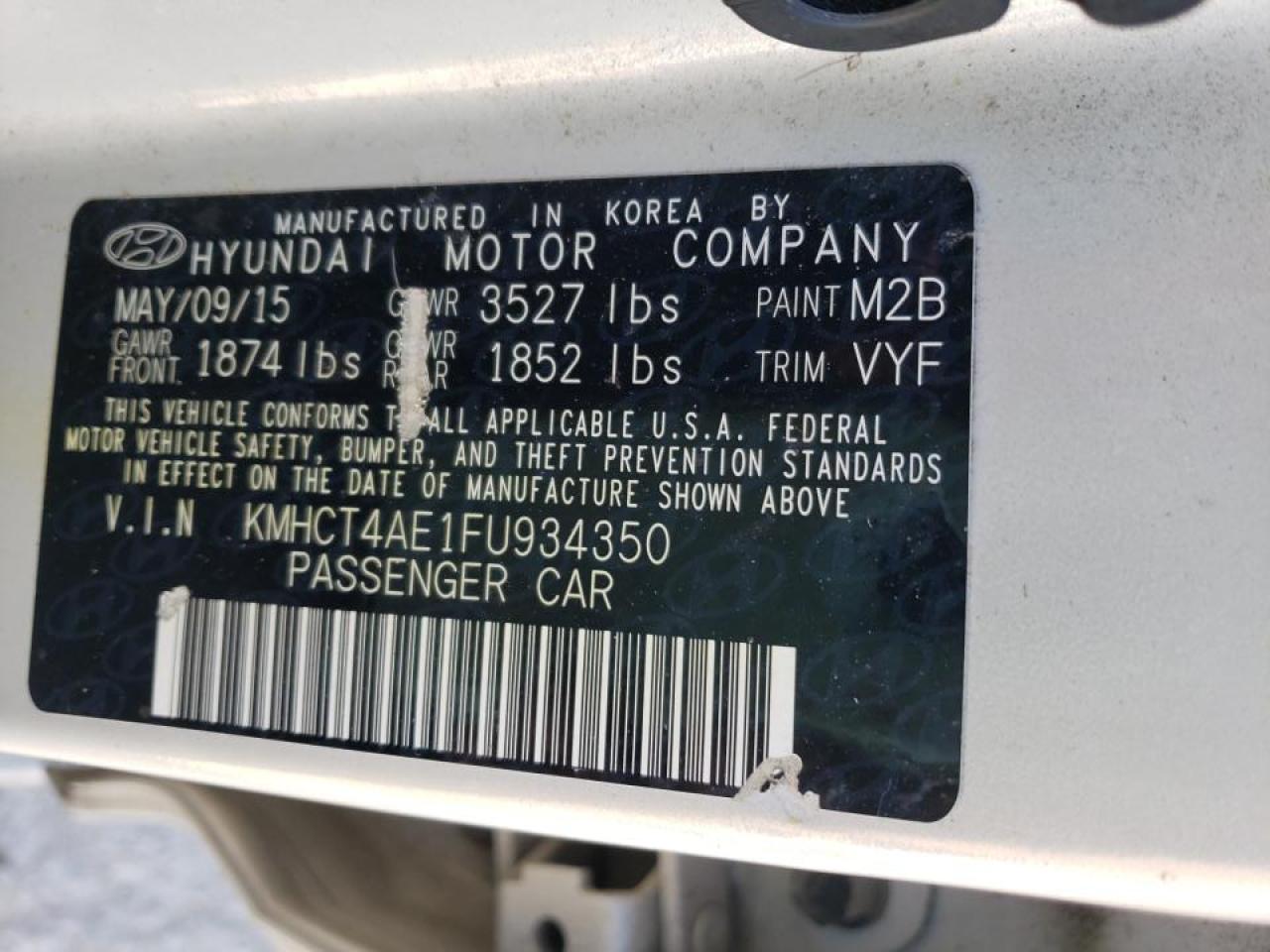 2015 Hyundai Accent VIN KMHCT4AE1FU934350 photo 10
