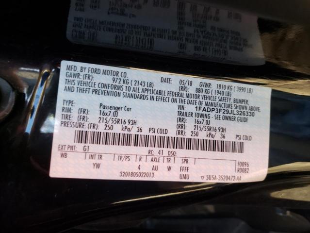 2018 FORD Focus VIN 1FADP3F29JL326330 photo 10