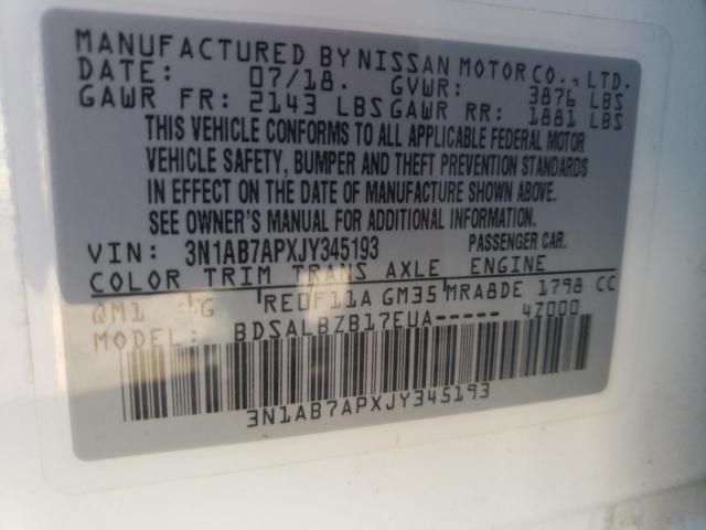 2018 NISSAN Sentra VIN 3N1AB7APXJY345193 photo 10