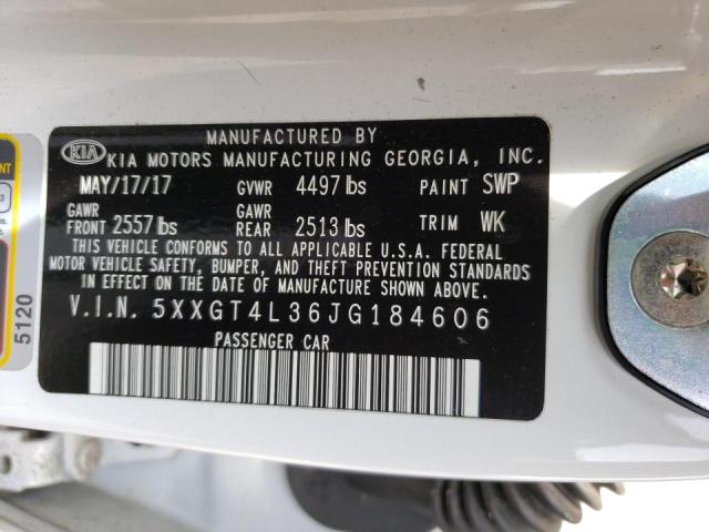 2018 KIA Optima VIN 5XXGT4L36JG184606 photo 10