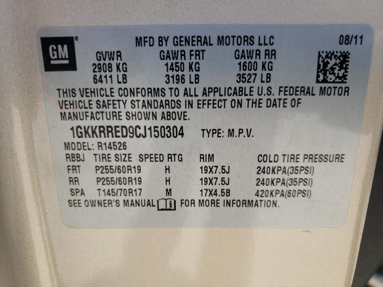 2012 GMC Acadia slt VIN 1GKKRRED9CJ150304 photo 10