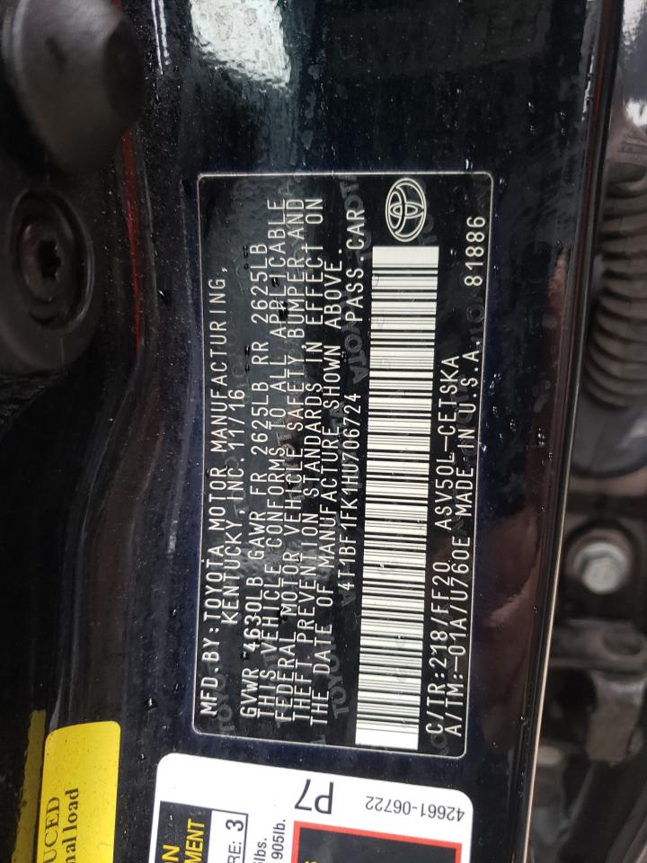 2017 TOYOTA Camry VIN 4T1BF1FK1HU706724 photo 10