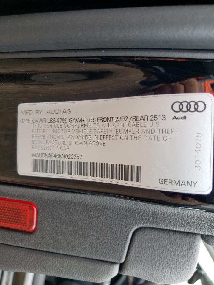 2019 AUDI A4 VIN WAUDNAF46KN020257 photo 10