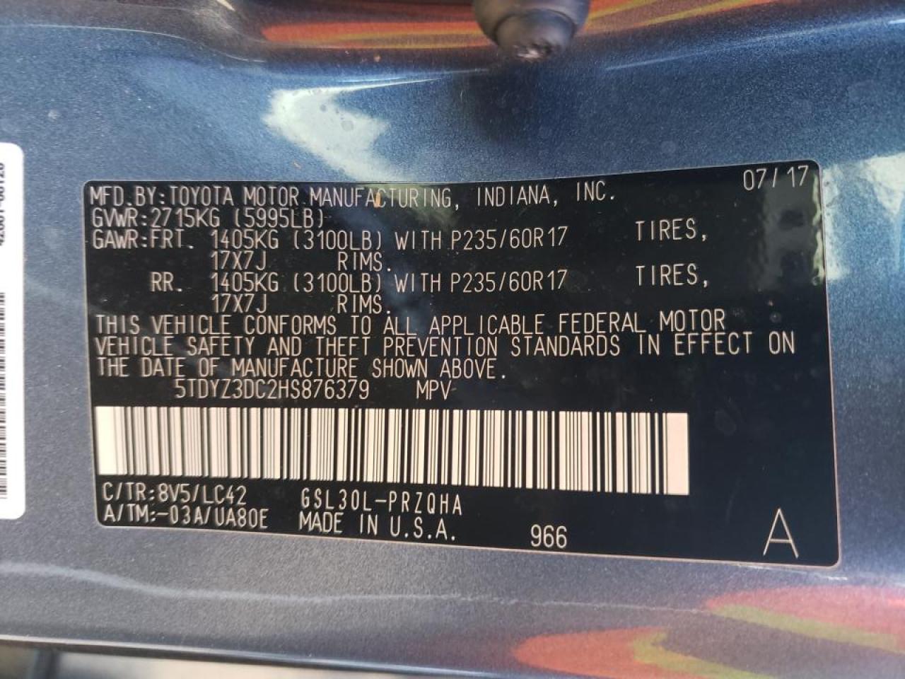 2017 TOYOTA Sienna xle VIN 5TDYZ3DC2HS876379 photo 10