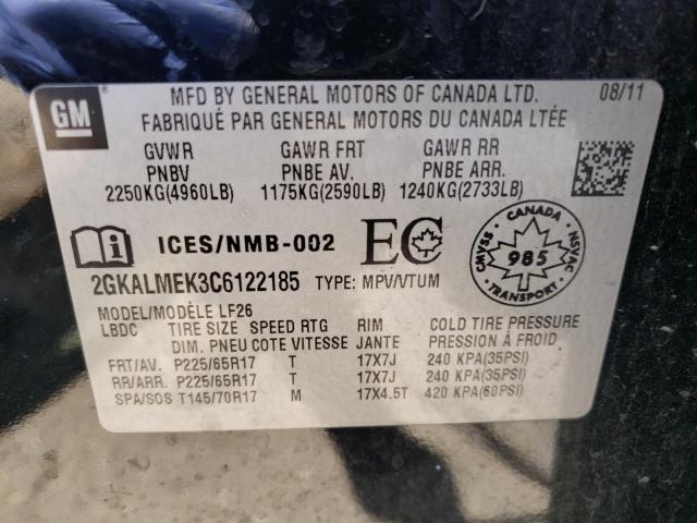 2012 GMC Terrain VIN 2GKALMEK3C6122185 photo 10