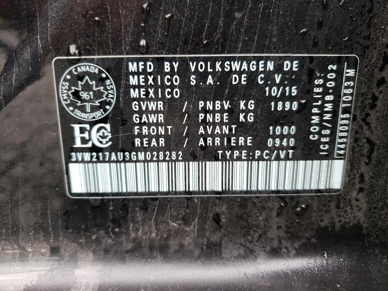 2016 VOLKSWAGEN Golf VIN 3VW217AU3GM028282 photo 10