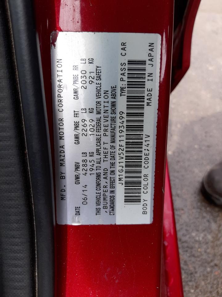 2015 Mazda 6 VIN JM1GJ1V52F1193499 photo 10