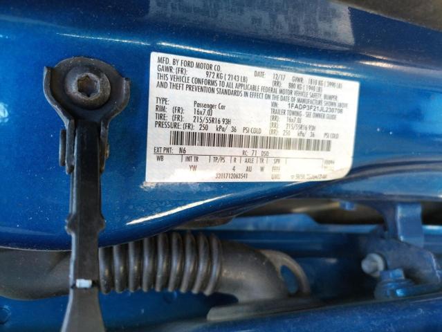 2018 FORD Focus VIN 1FADP3F21JL230708 photo 10