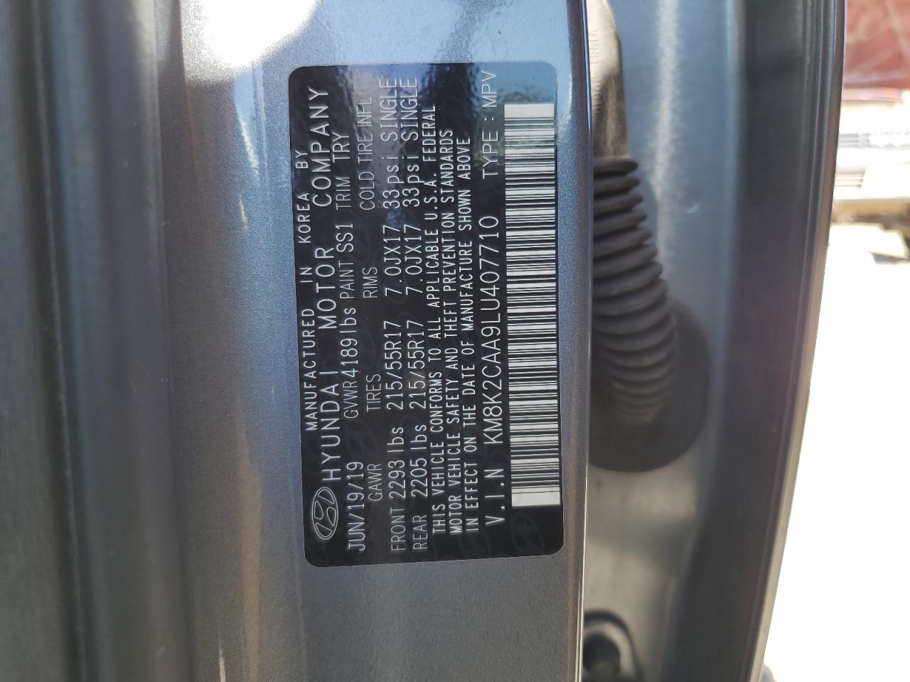 2020 Hyundai Kona VIN KM8K2CAA9LU407710 photo 10