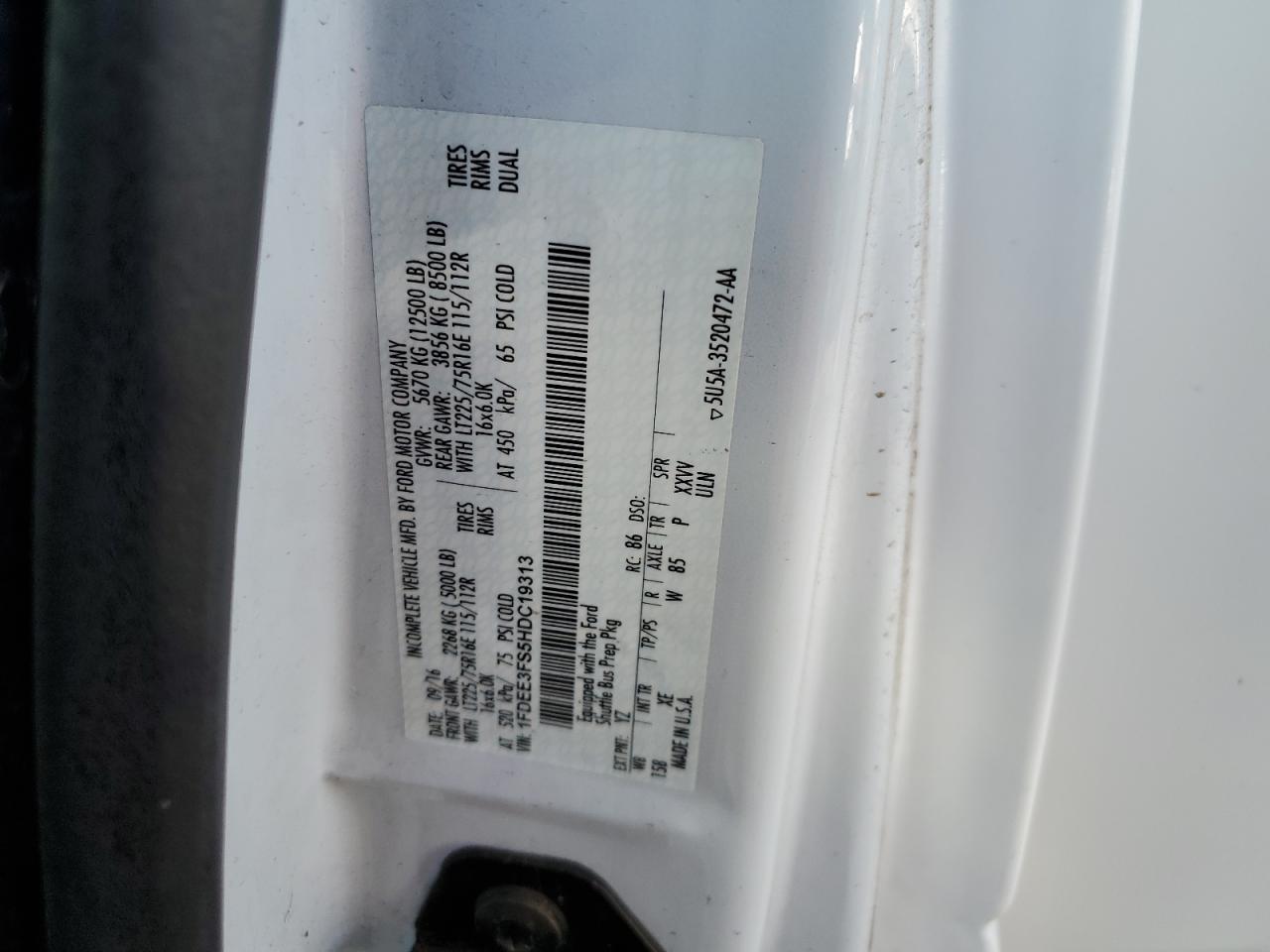 2017 FORD Econoline van VIN 1FDEE3FS5HDC19313 photo 10