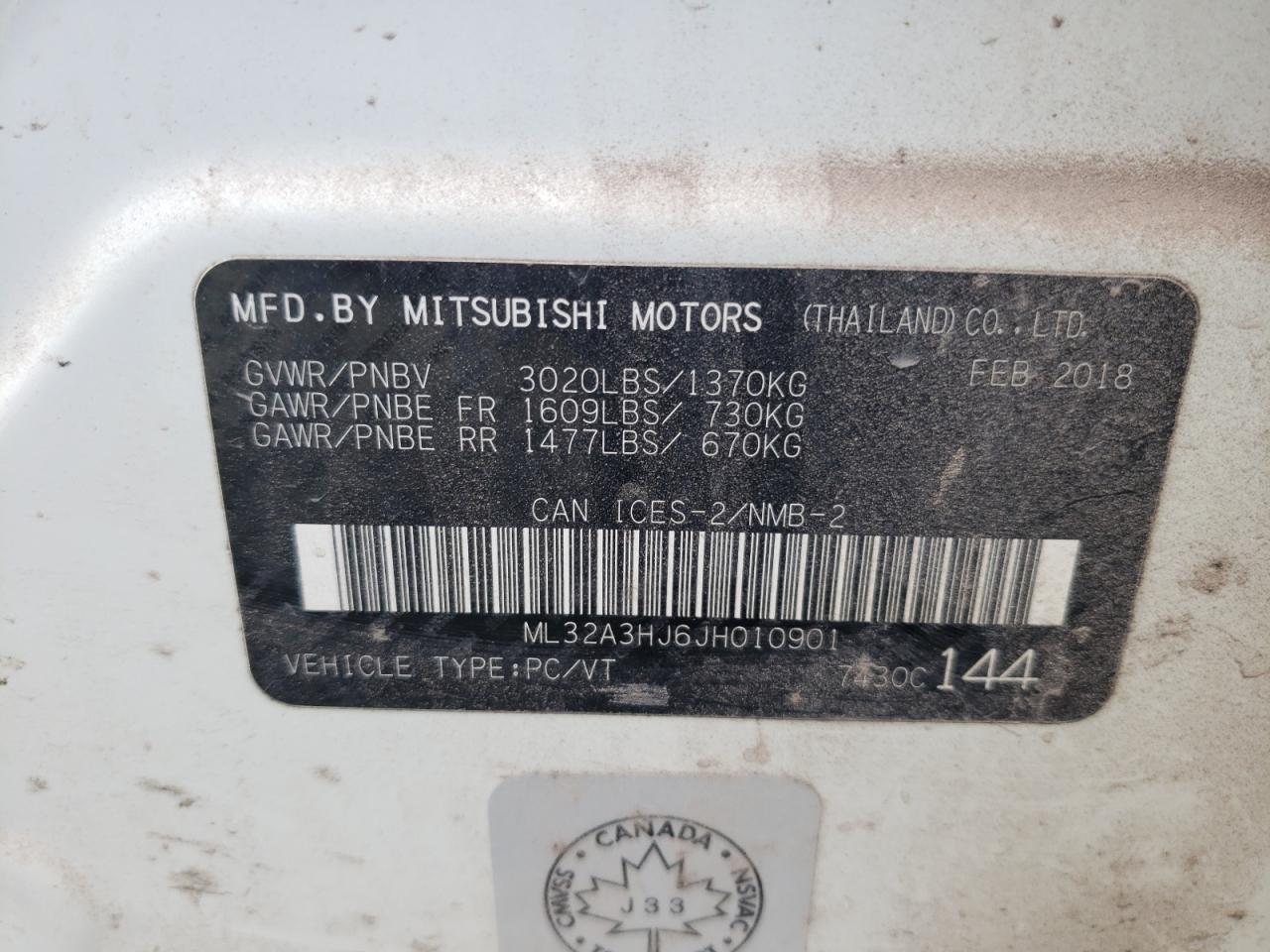 2018 MITSUBISHI Mirage VIN ML32A3HJ6JH010901 photo 10