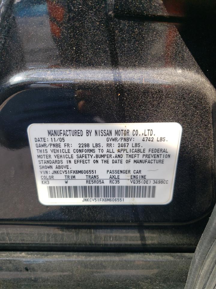 2006 INFINITI G35 VIN JNKCV51FX6M606551 photo 10
