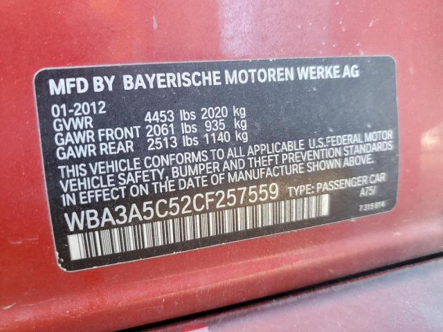 2012 BMW 3 series VIN WBA3A5C52CF257559 photo 10