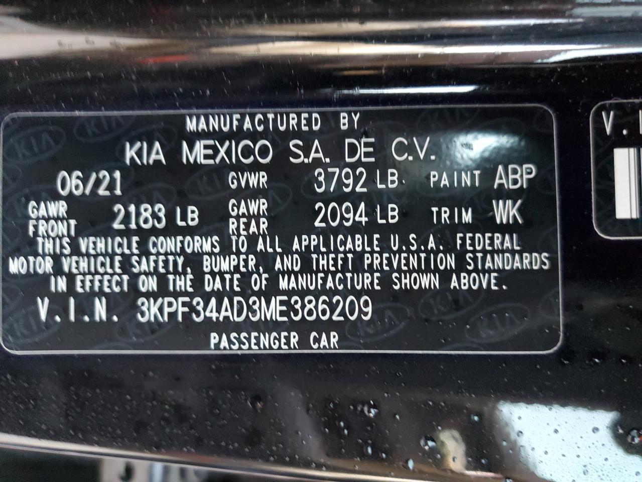 2021 Kia Forte VIN 3KPF34AD3ME386209 photo 12