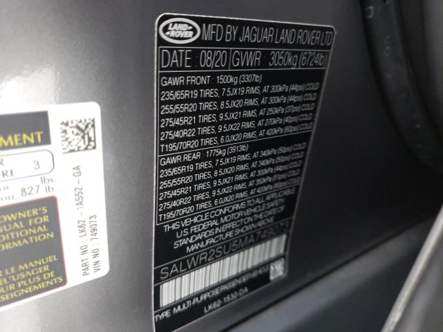 2021 LAND Rangerover VIN SALWR2SU5MA749073 photo 10