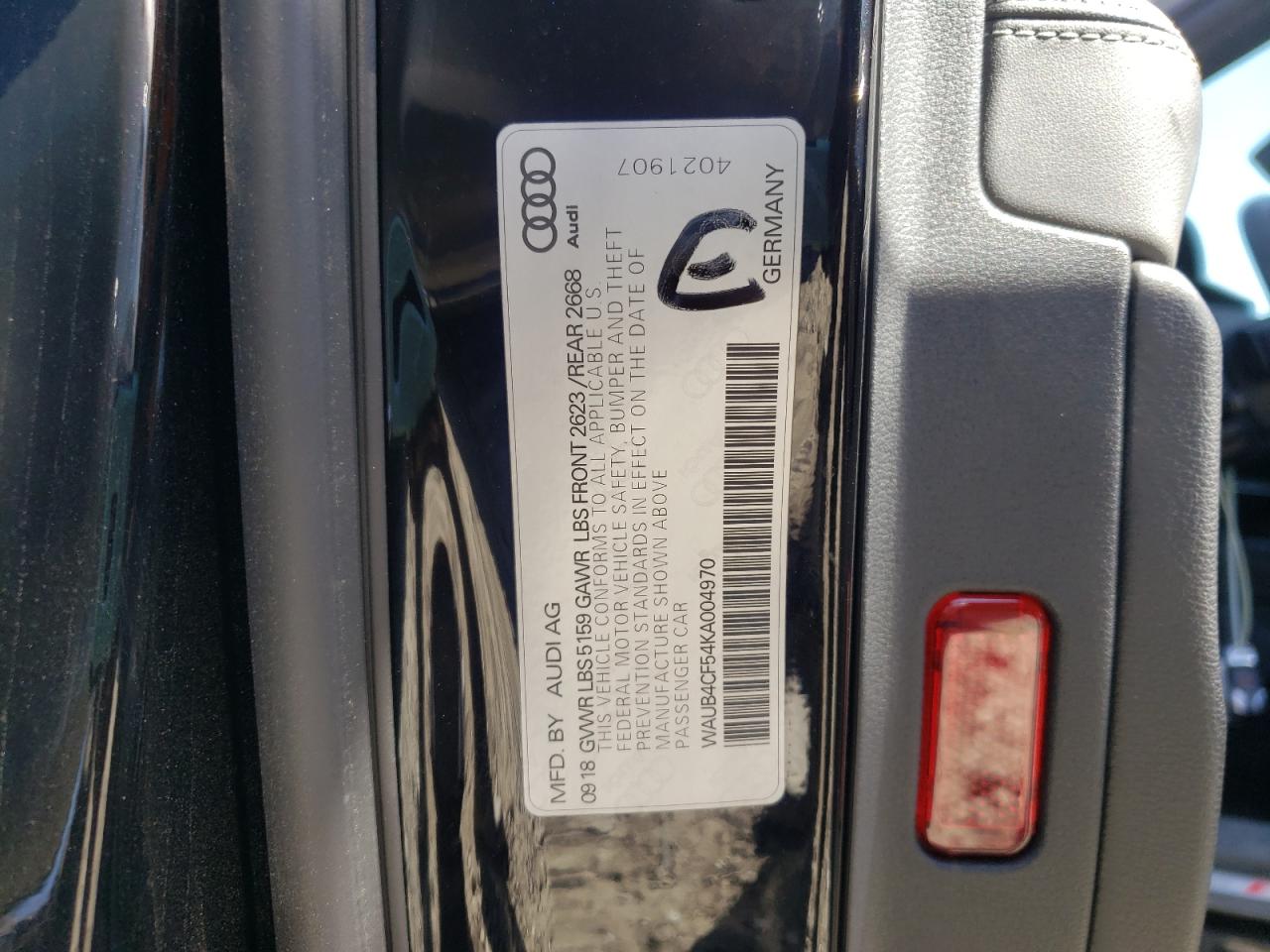 2019 AUDI S5 VIN WAUB4CF54KA004970 photo 10