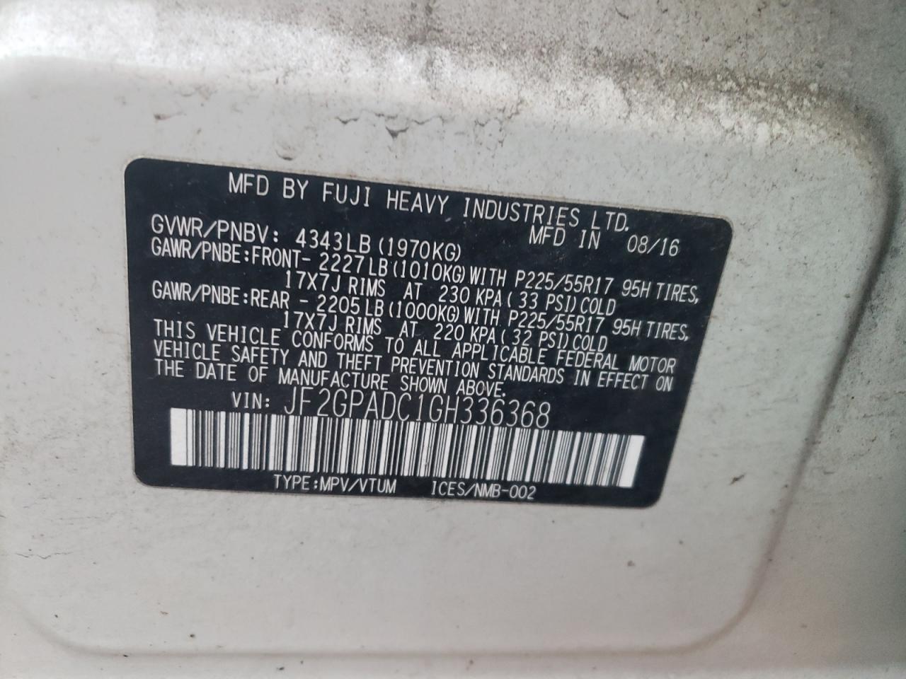 2016 Subaru Crosstrek VIN JF2GPADC1GH336368 photo 12