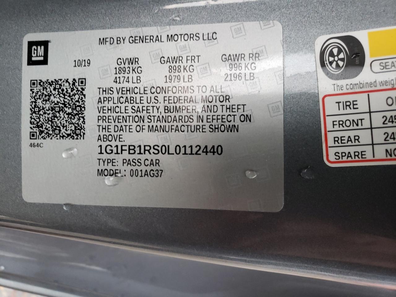 2020 CHEVROLET Camaro VIN 1G1FB1RS0L0112440 photo 12