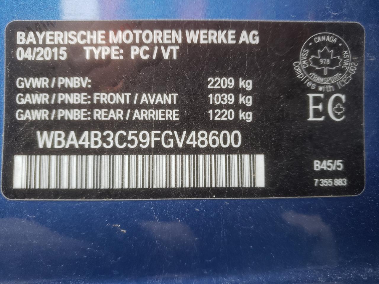 2015 BMW 4er VIN WBA4B3C59FGV48600 photo 12
