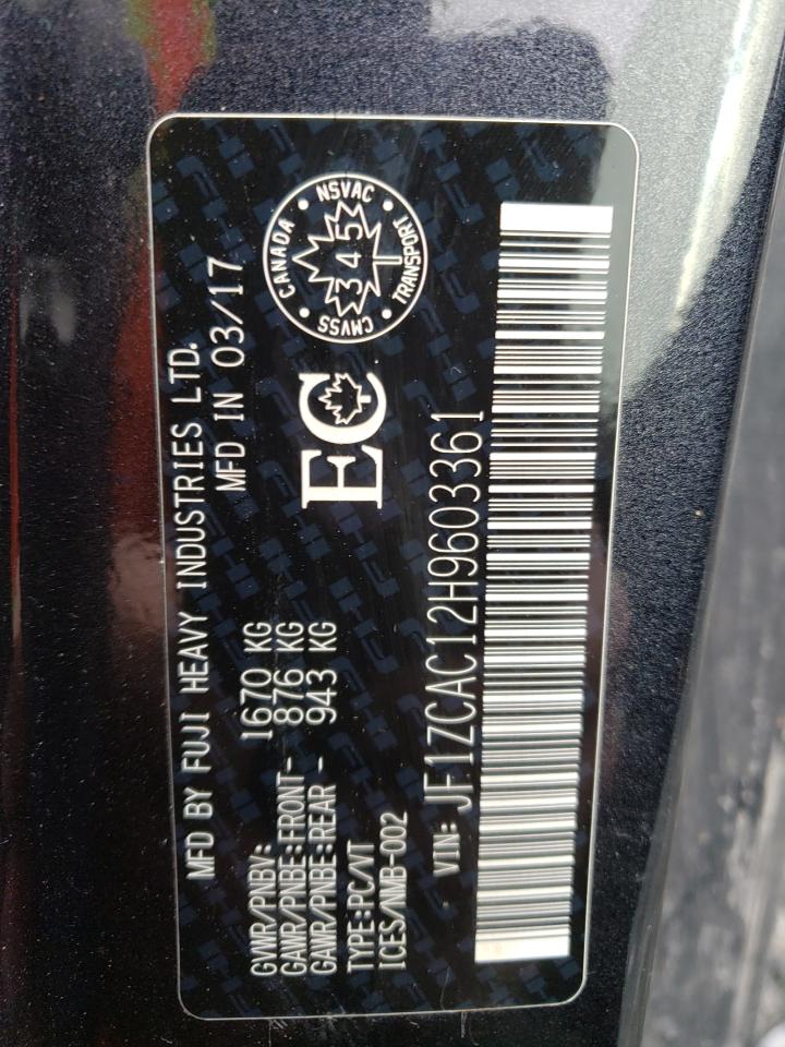2017 SUBARU Brz VIN JF1ZCAC12H9603361 photo 12