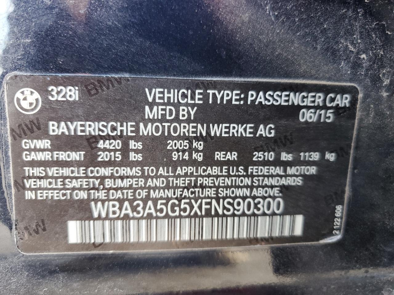2015 BMW 3 series VIN WBA3A5G5XFNS90300 photo 12