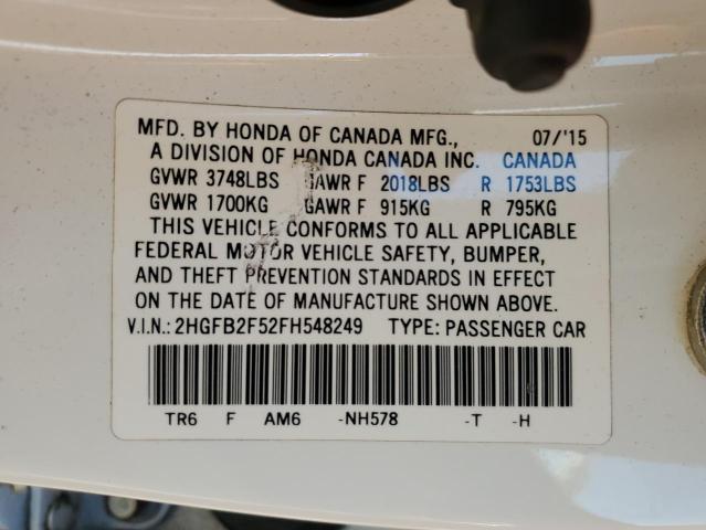 2015 HONDA Civic VIN 2HGFB2F52FH548249 photo 12