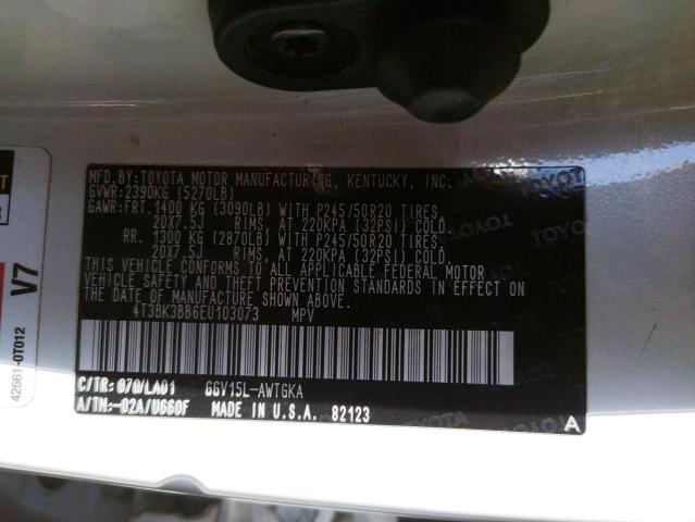 2014 TOYOTA Venza VIN 4T3BK3BB6EU103073 photo 12