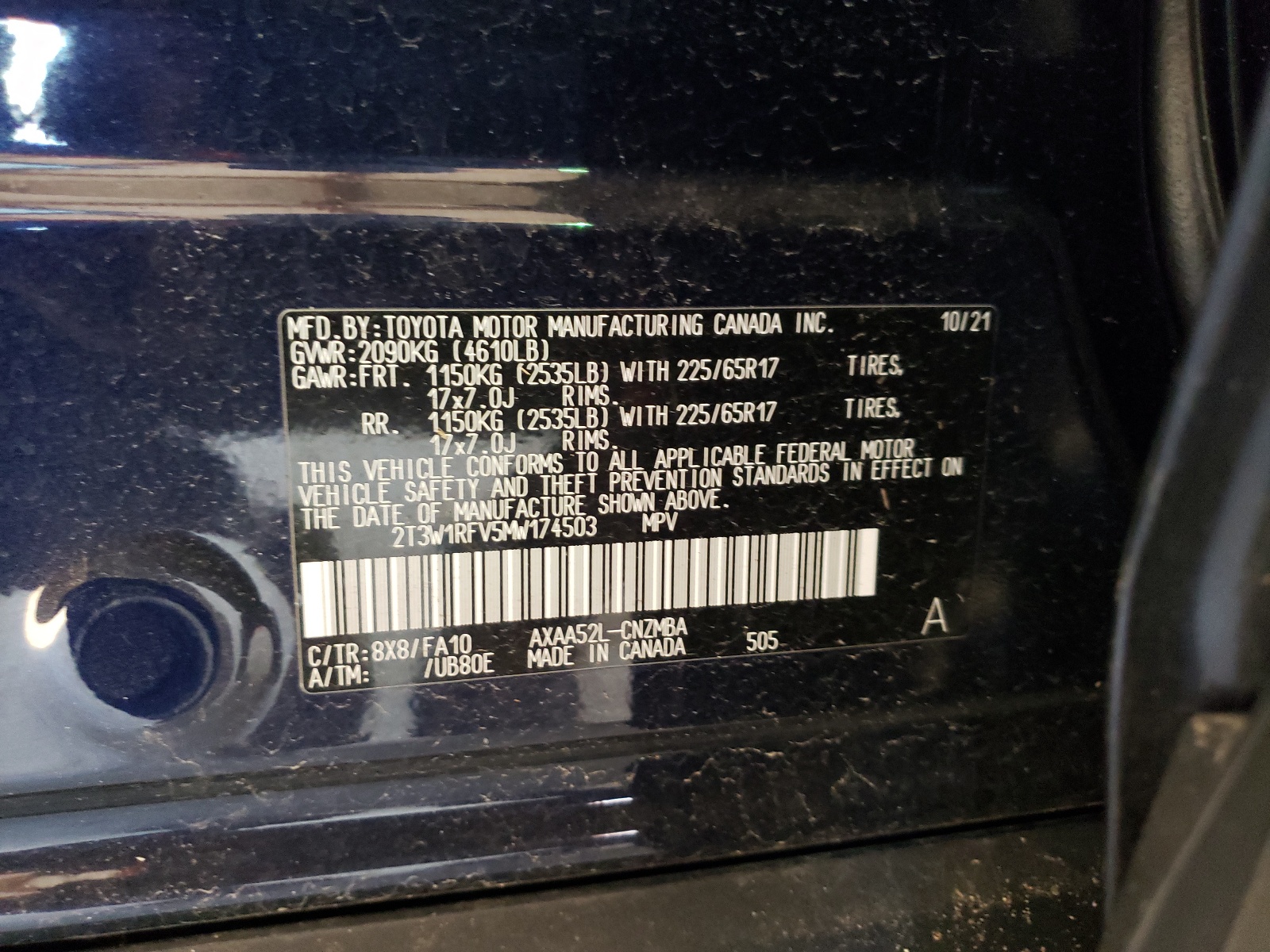 2021 TOYOTA Rav4 VIN 2T3W1RFV5MW174503 photo 12