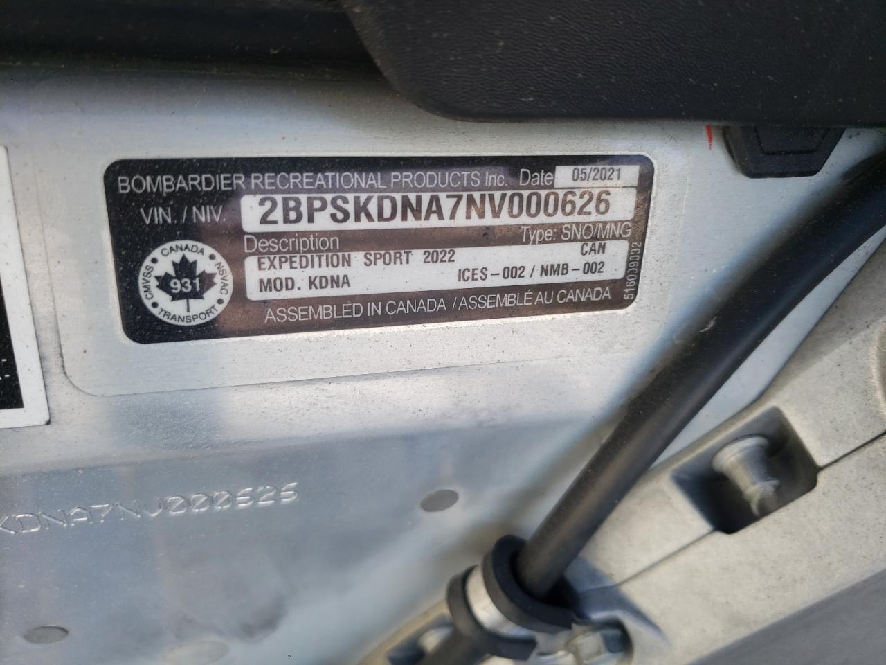 2022 SKI DOO EXPEDITION VIN 2BPSKDNA7NV000626 photo 10