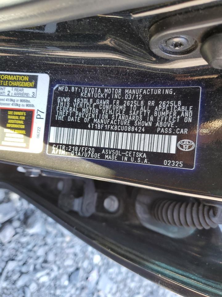 2012 Toyota Camry VIN 4T1BF1FK8CU088424 photo 12