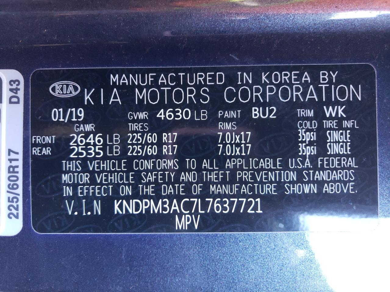 2020 KIA Sportage VIN KNDPM3AC7L7637721 photo 12