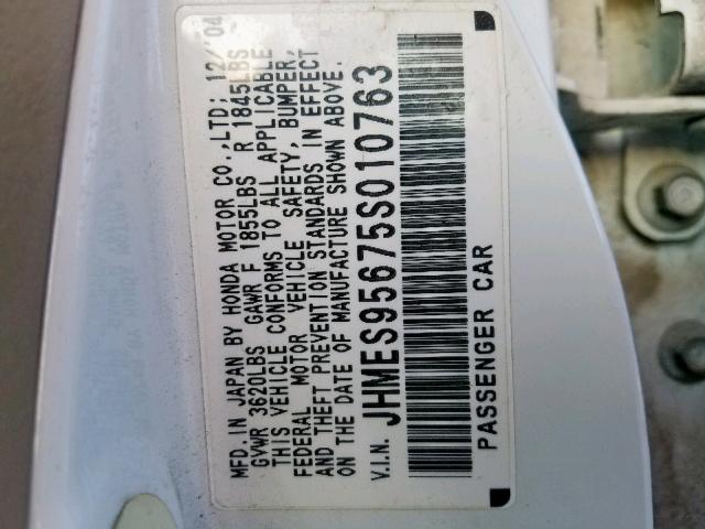 2005 Honda Civic VIN JHMES95675S010763 photo 10
