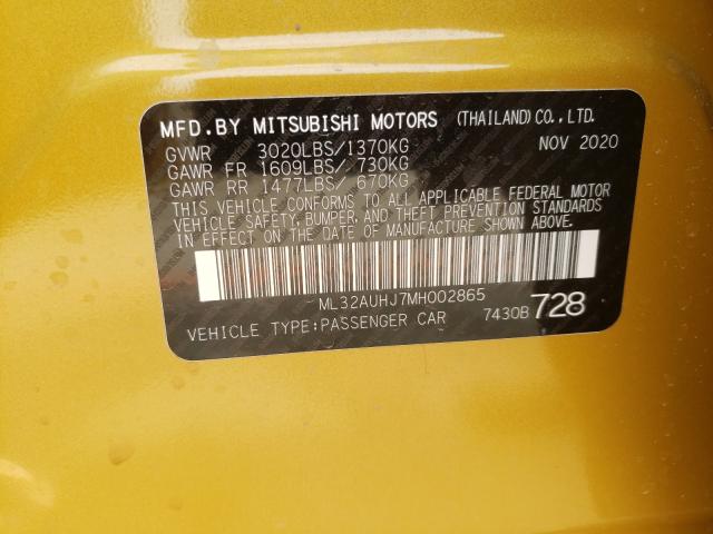 2021 MITSUBISHI Mirage VIN ML32AUHJ7MH002865 photo 10