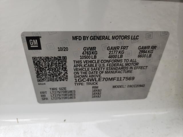 2021 CHEVROLET Silverado VIN 1GC4WLE70MF117569 photo 10