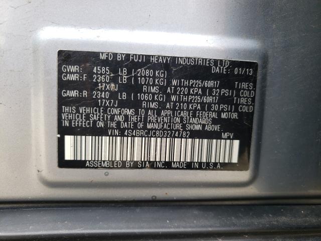 2013 SUBARU Outback VIN 4S4BRCJC8D3274782 photo 10