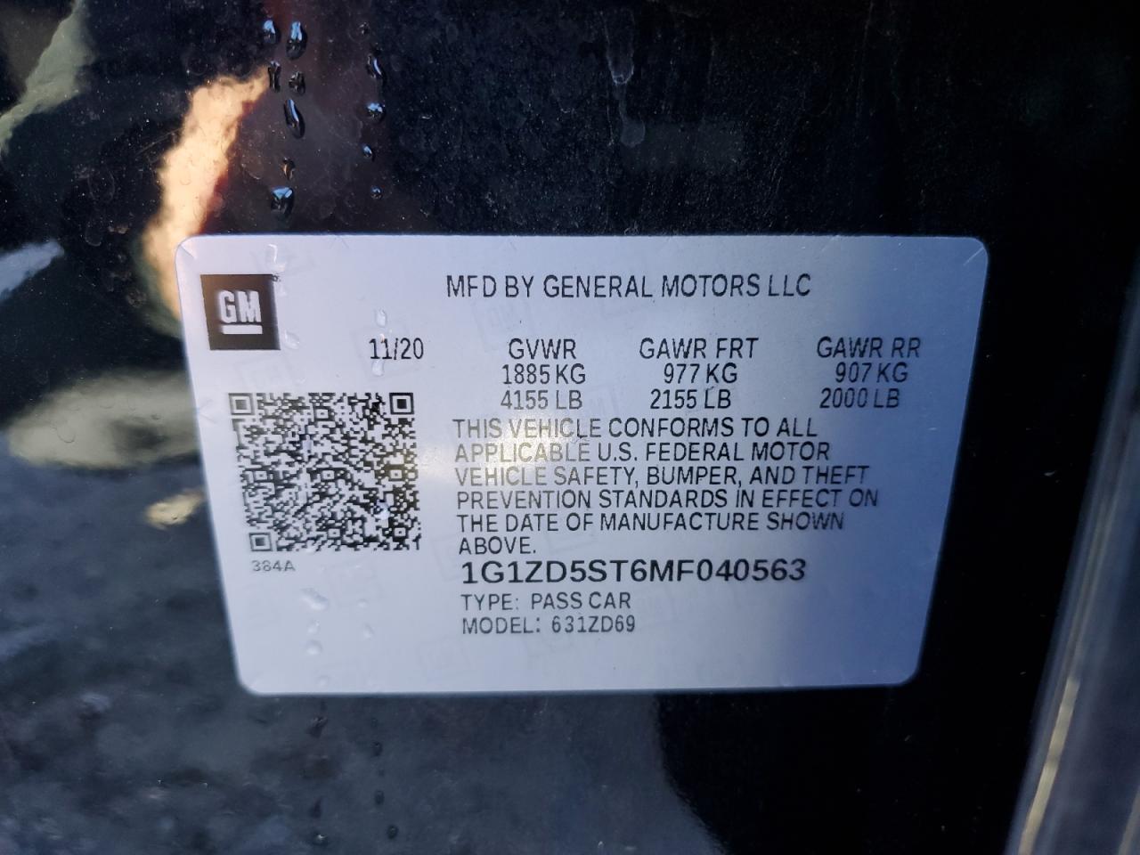 2021 CHEVROLET Malibu VIN 1G1ZD5ST6MF040563 photo 12