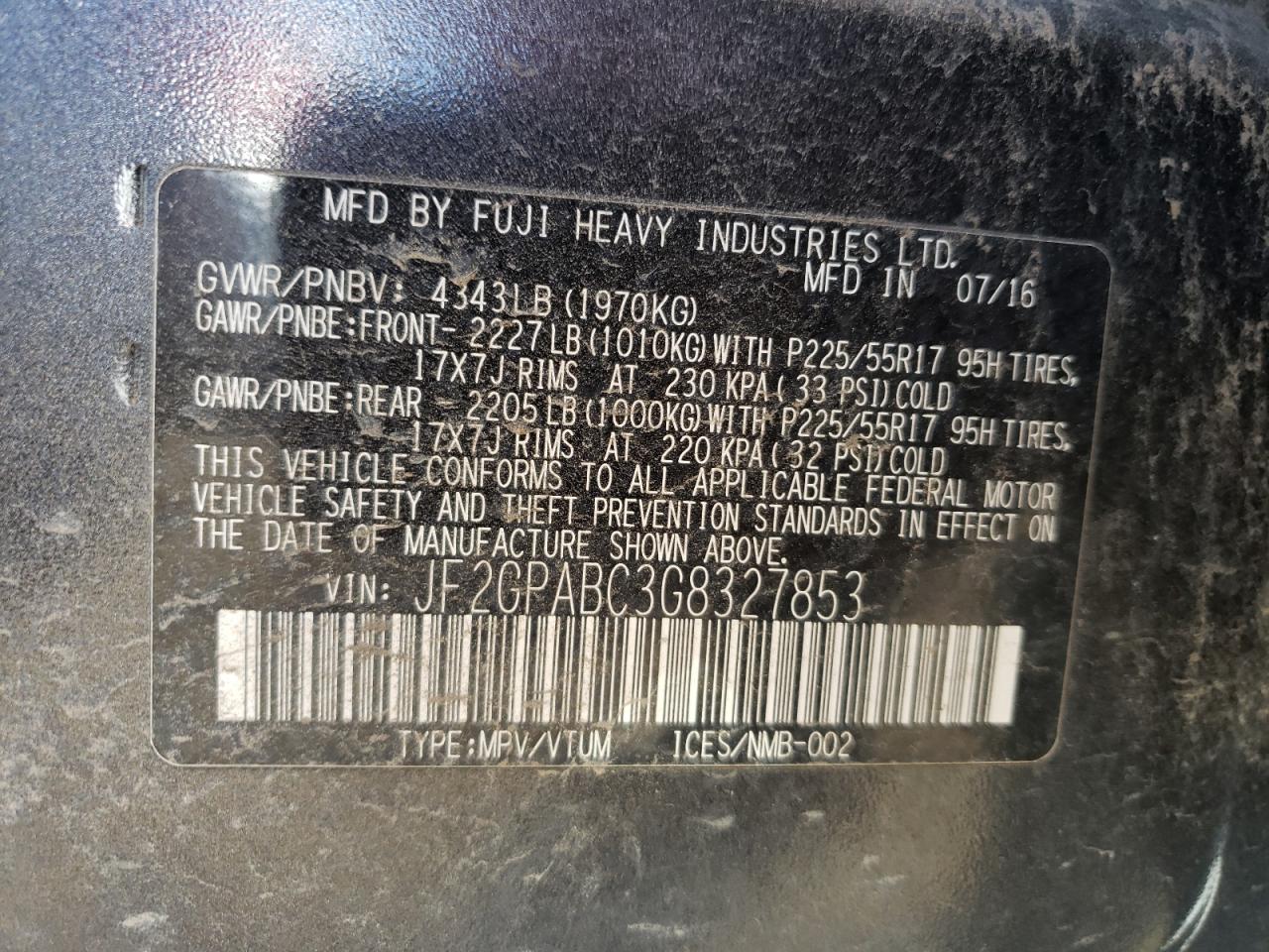 2016 SUBARU Crosstrek VIN JF2GPABC3G8327853 photo 12