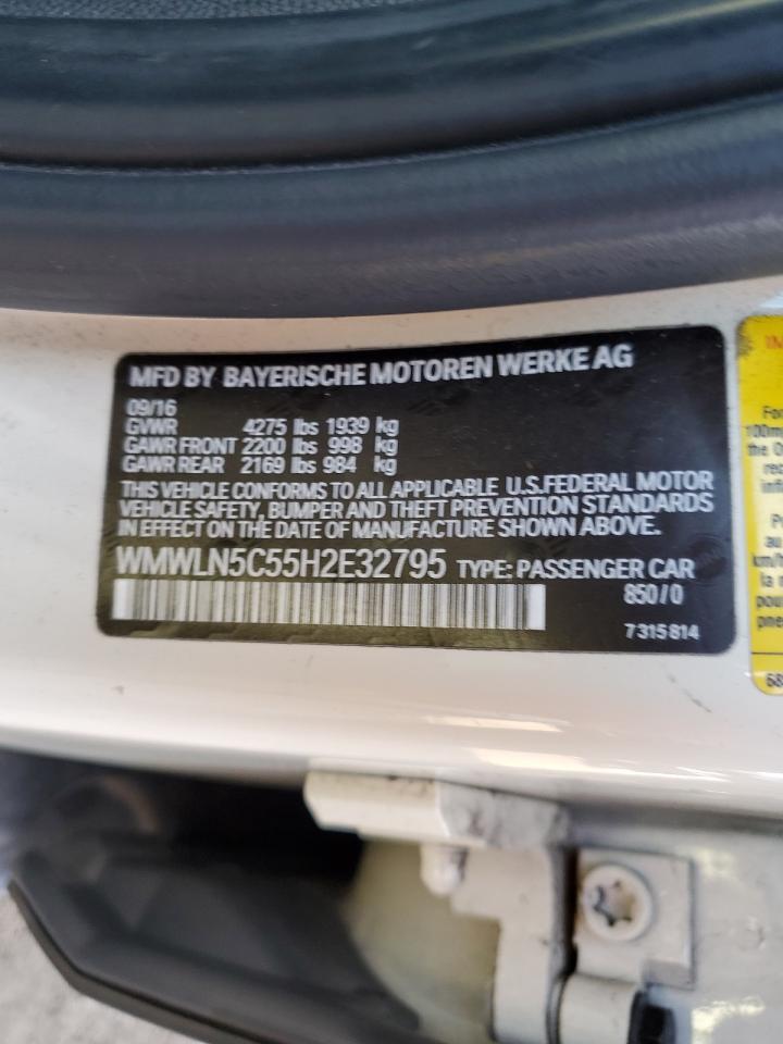 2017 MINI Cooper VIN WMWLN5C55H2E32795 photo 12