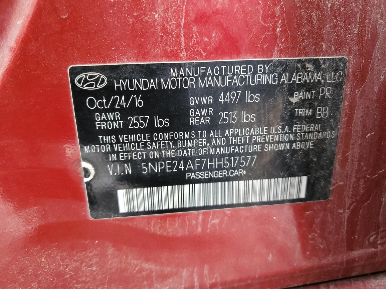 2017 Hyundai Sonata VIN 5NPE24AF7HH517577 photo 12